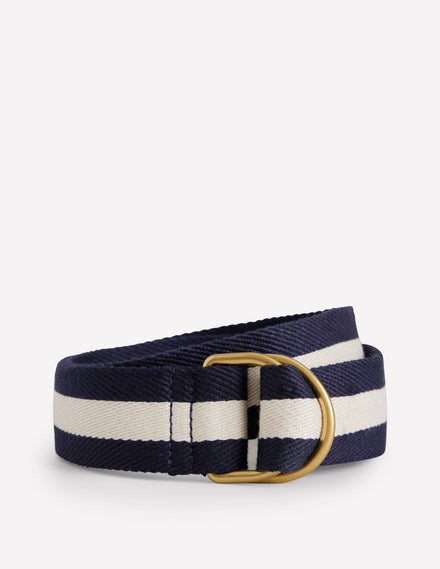 Webgürtel mit D-Ring-Arctic/Ivory Stripe