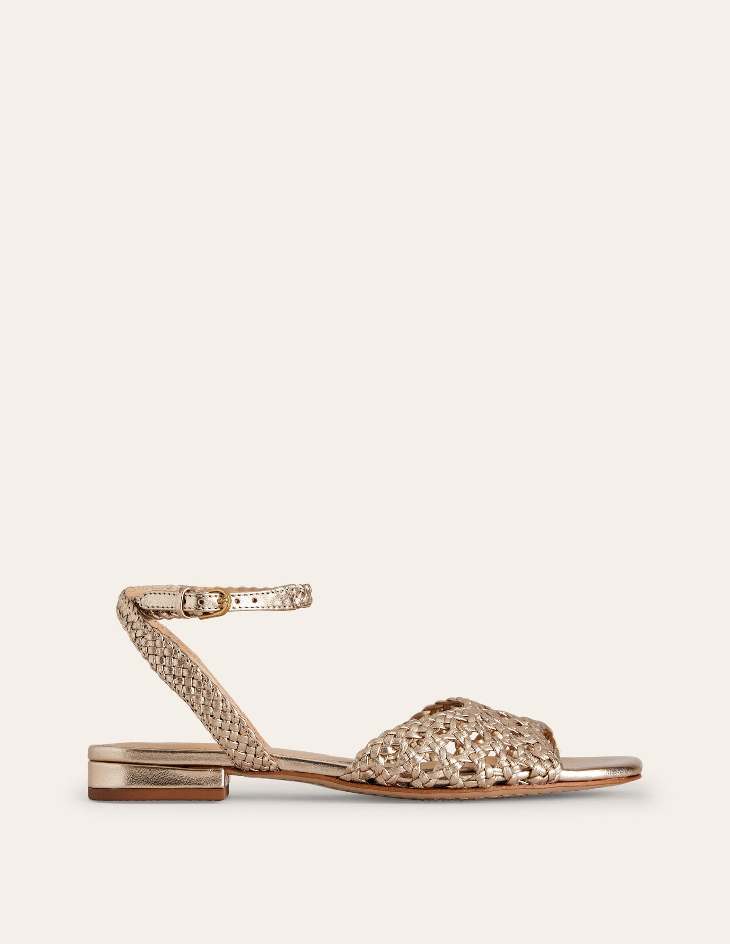 Woven Flat Sandals-Gold