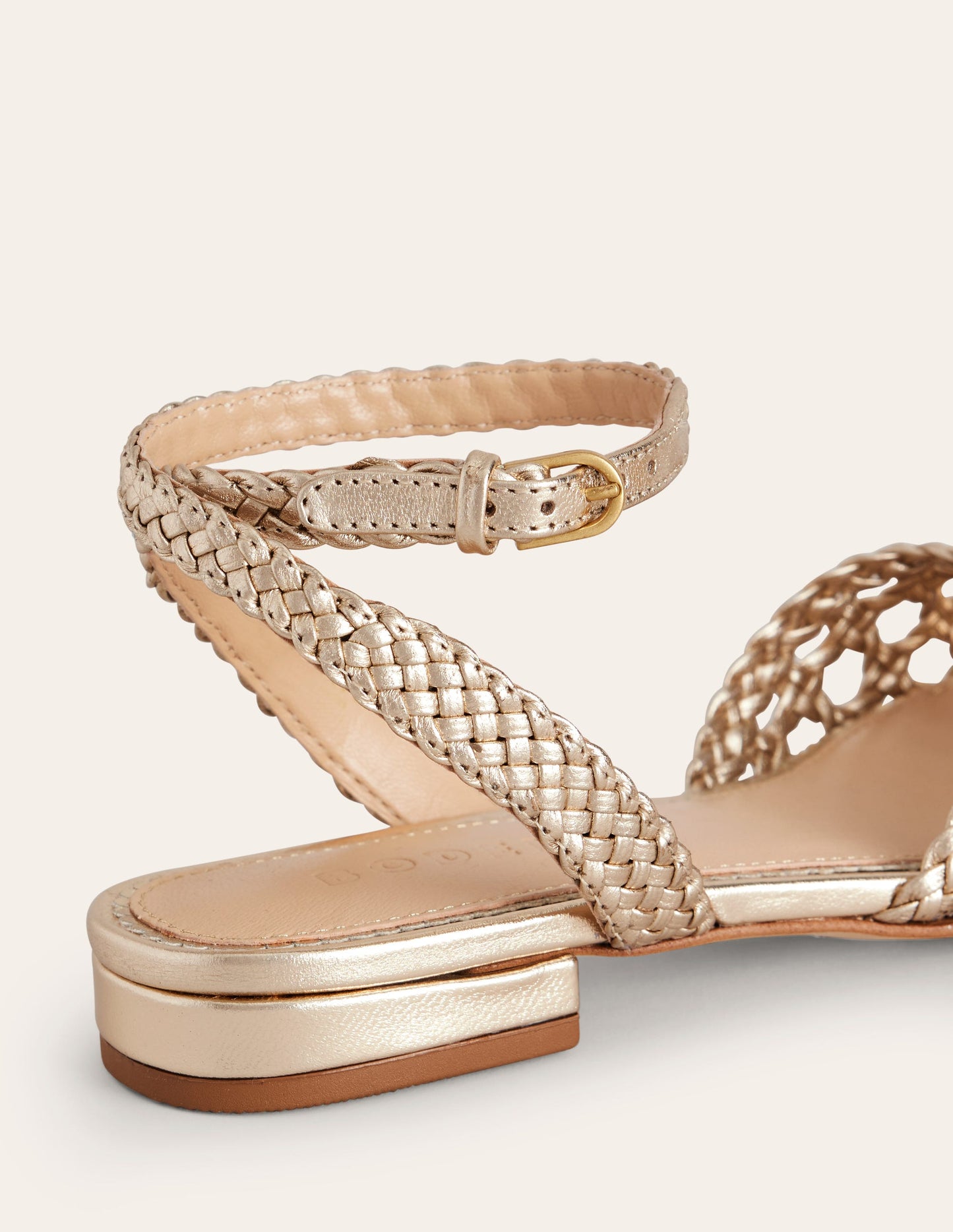 Woven Flat Sandals-Gold