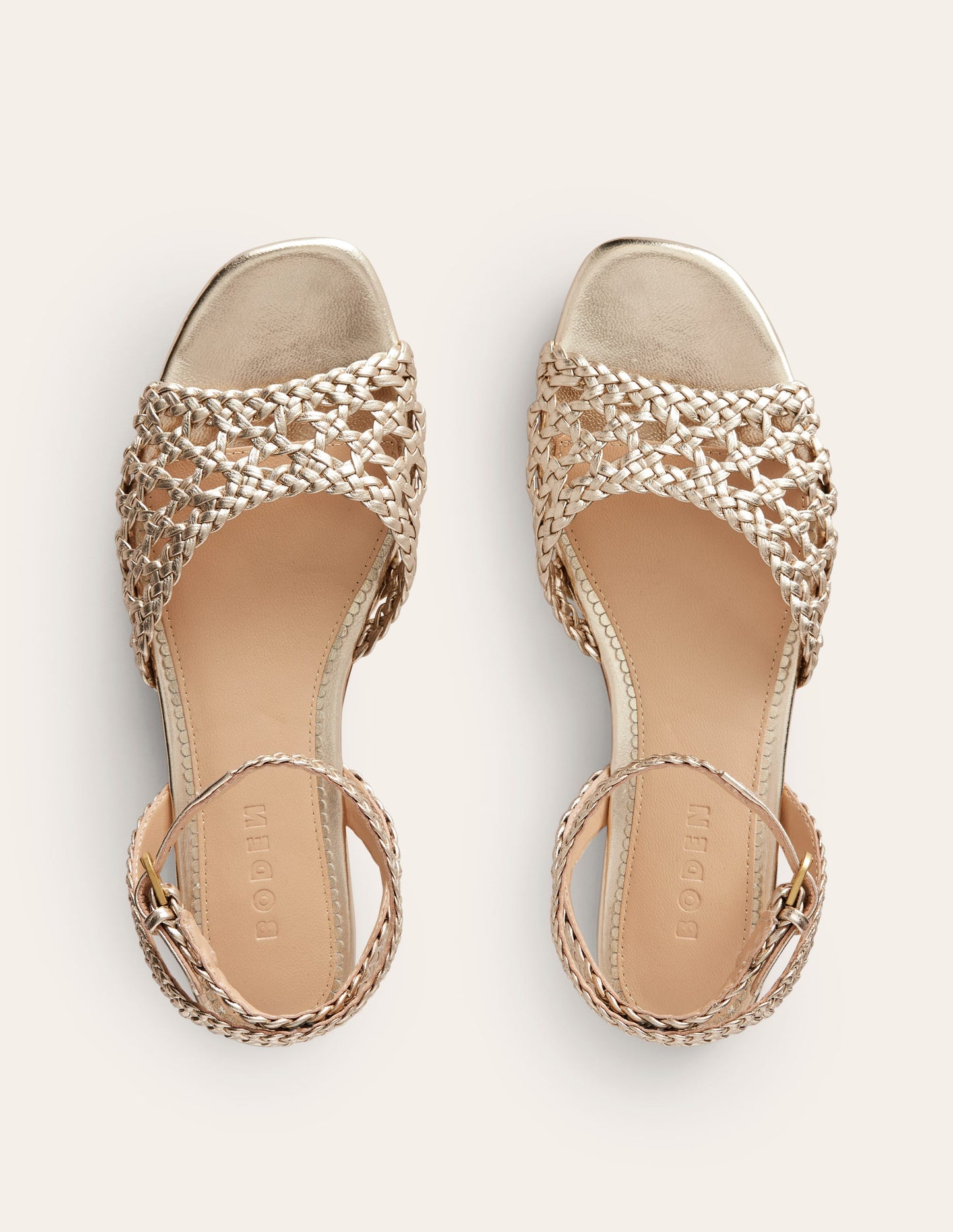 Woven Flat Sandals-Gold