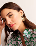 Metal Cut-Out Earrings-Shell