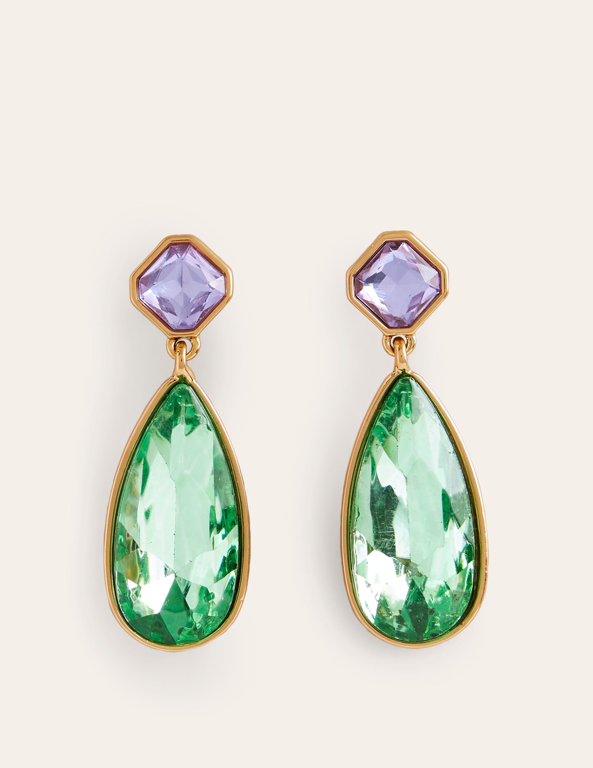 Boucles d'oreilles saisissantes à pierres-Vert et lilas - Image 2