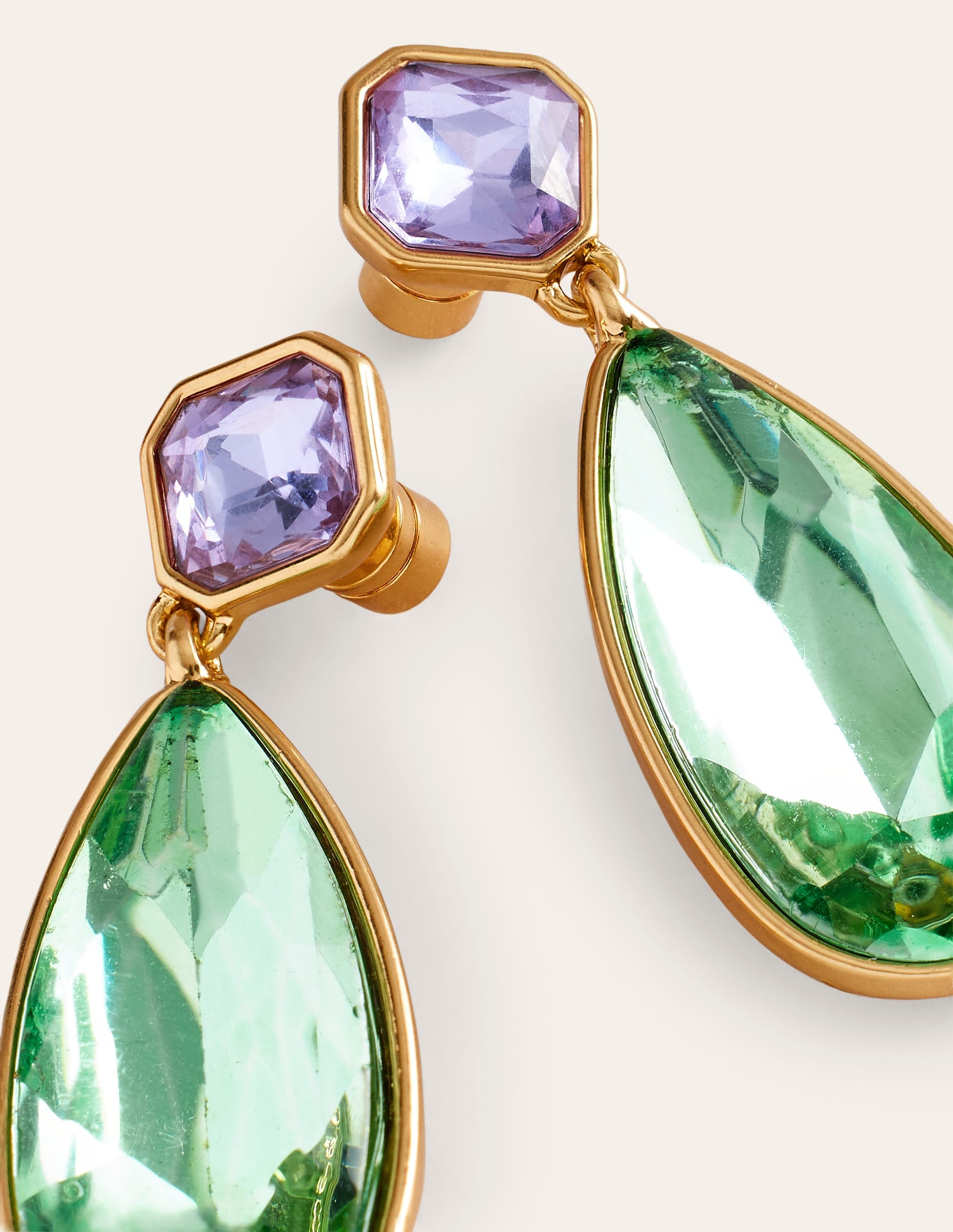 Boucles d'oreilles saisissantes à pierres-Vert et lilas-3
