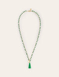 Beaded Tassel Necklace-Green