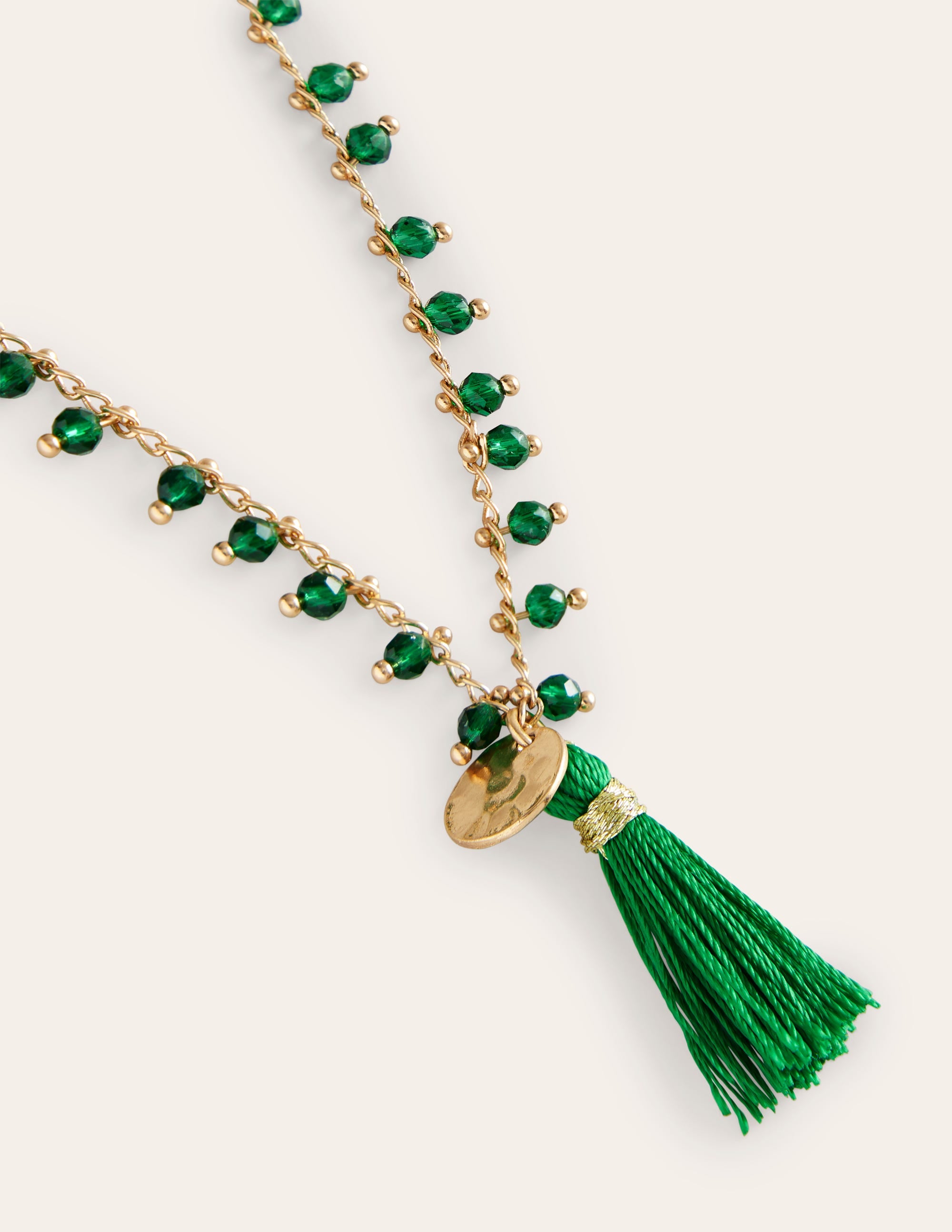 Beaded Tassel Necklace-Green - Image 3