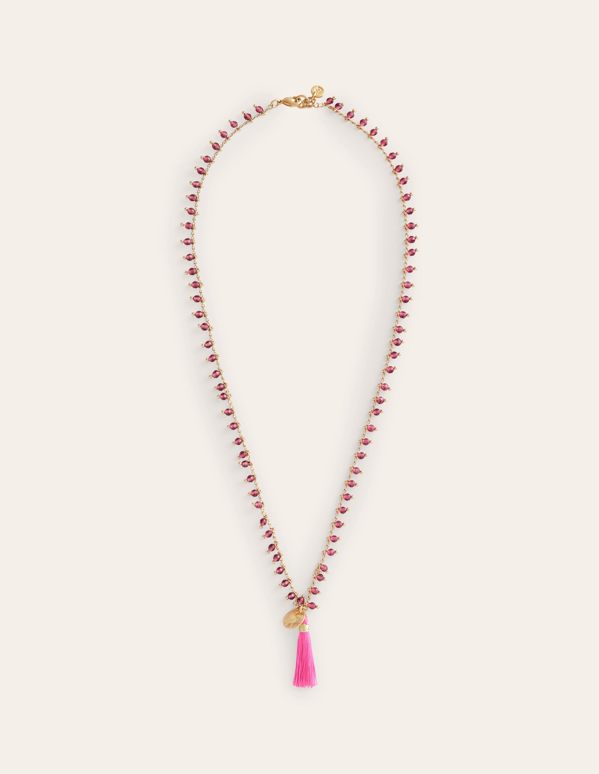 Perlenkette mit Quaste-Blasspink - Image 1
