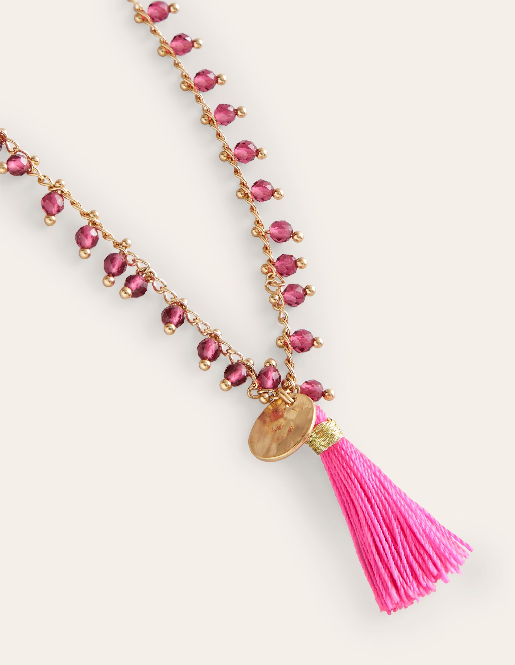 Perlenkette mit Quaste-Blasspink - Image 3