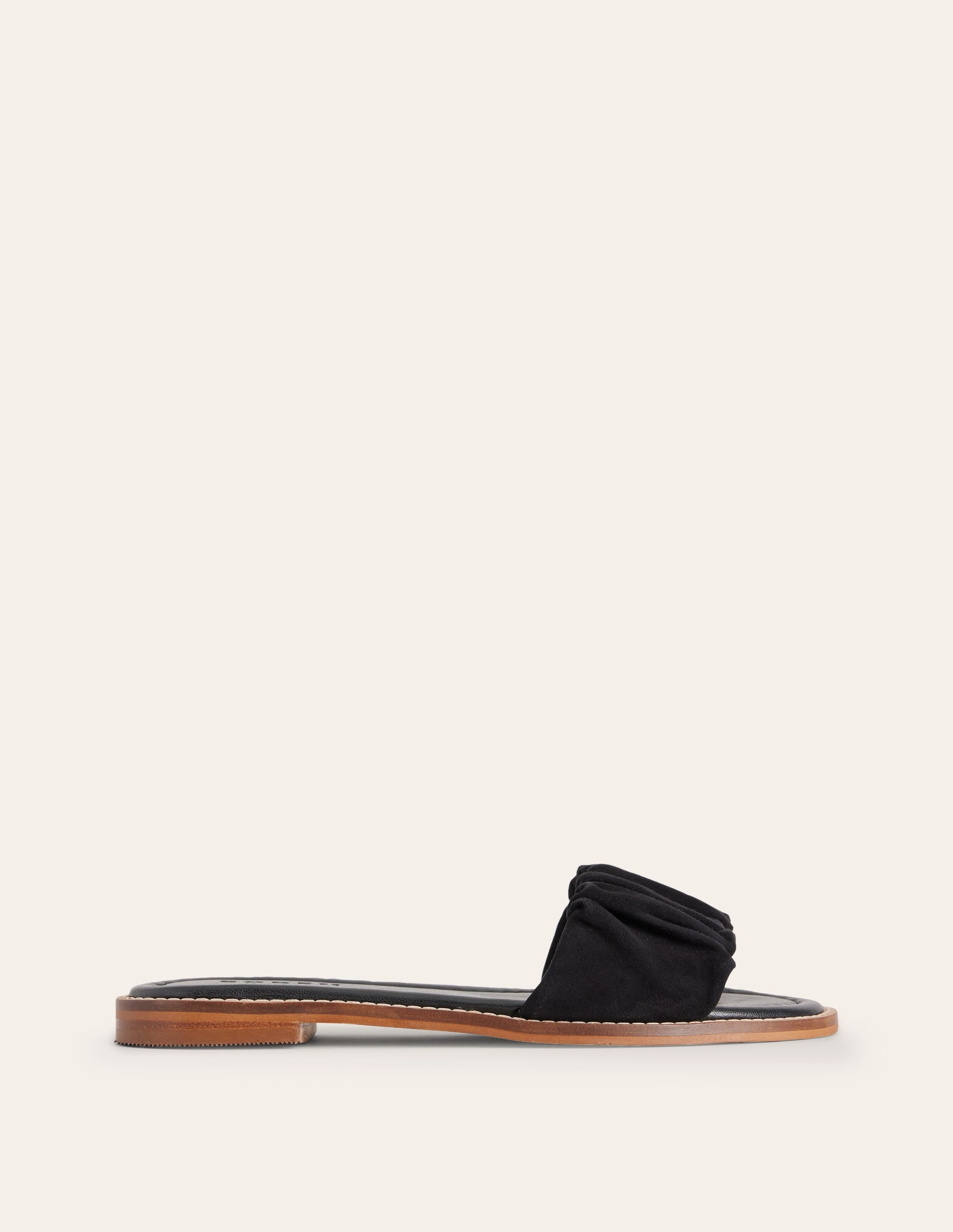Ruched Flat Sandals-Black - Image 1