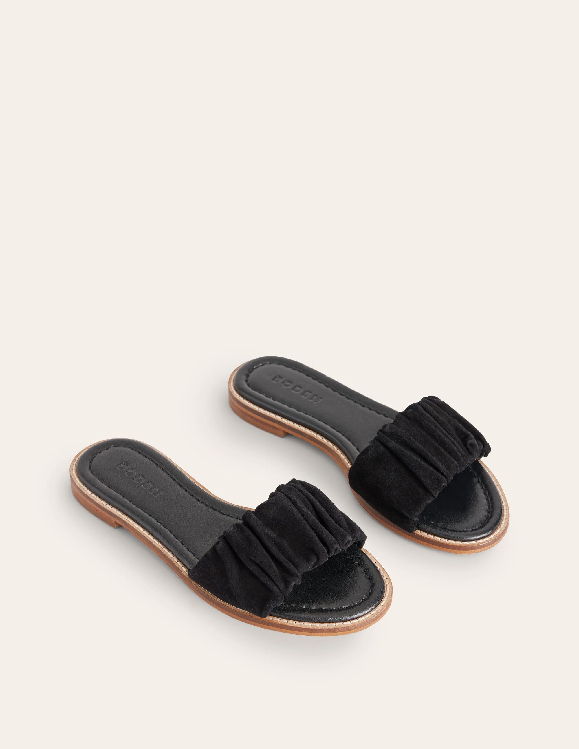 Ruched Flat Sandals-Black - Image 4