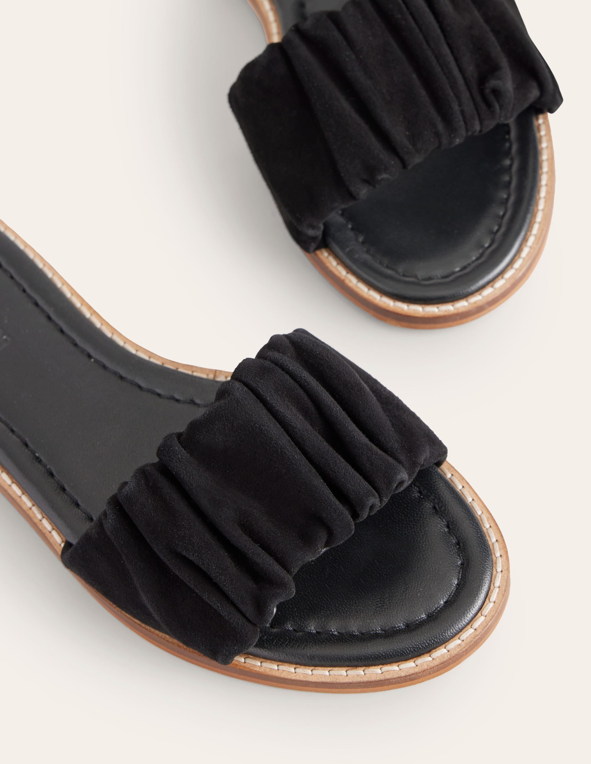 Ruched Flat Sandals-Black - Image 5