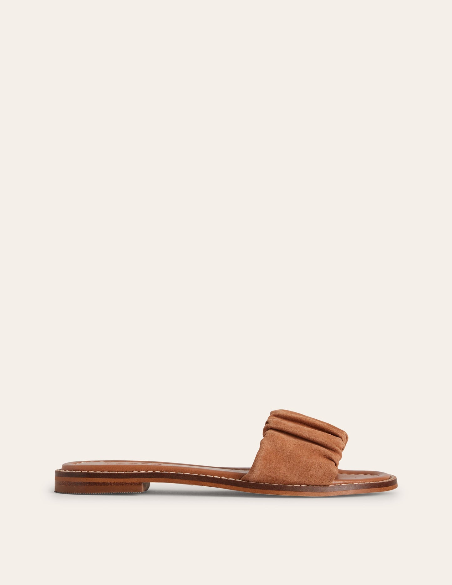 Ruched Flat Sandals-Tan