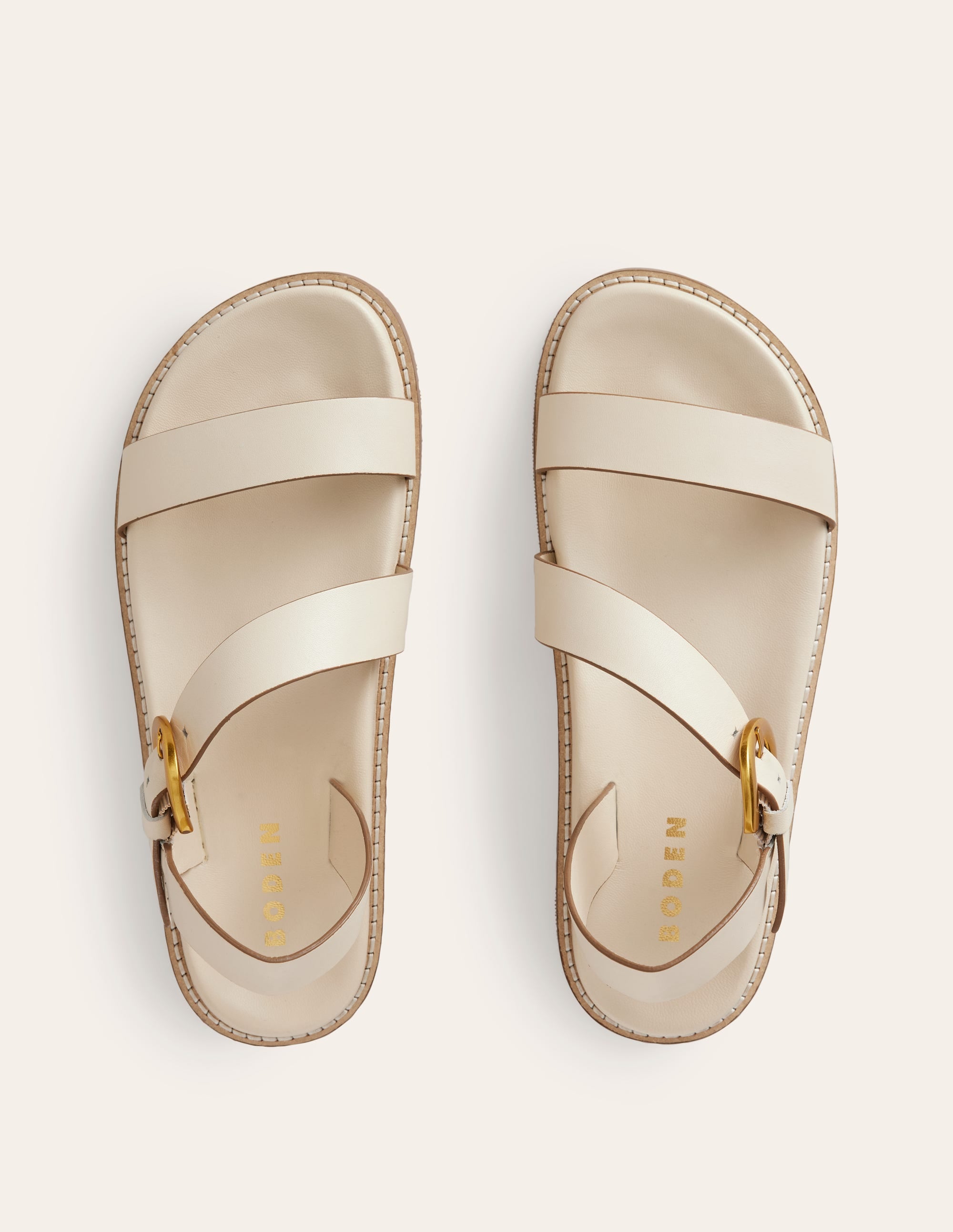 Sandale mit dicker Schnalle-Ivory and Navy Spot - Image 5