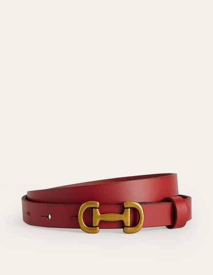 Iris Skinny Snaffle Trim Belt-Red