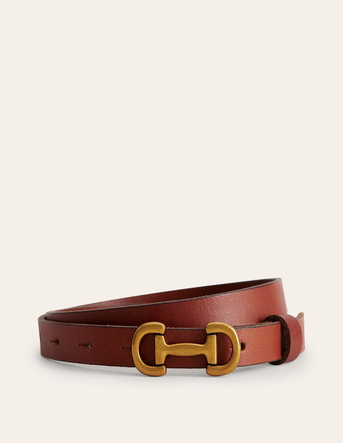 Iris Skinny Snaffle Trim Belt-Tan