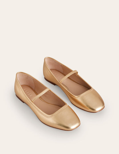 Thea Mary-Jane-Ballerinas-Gold Metallic-Leder