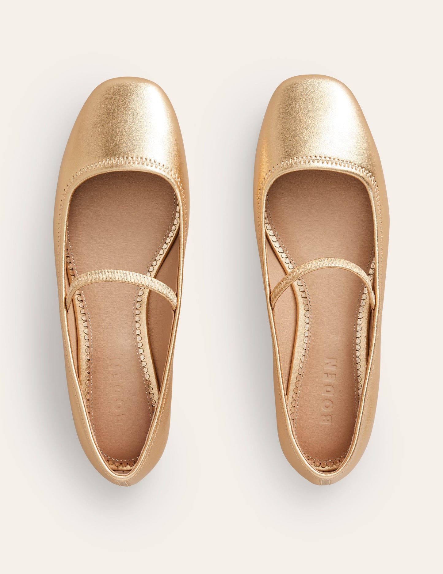 Thea Mary-Jane-Ballerinas-Gold Metallic-Leder