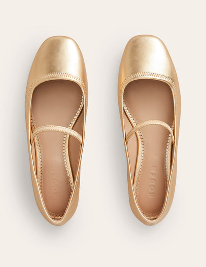 Thea Mary-Jane-Ballerinas-Gold Metallic-Leder