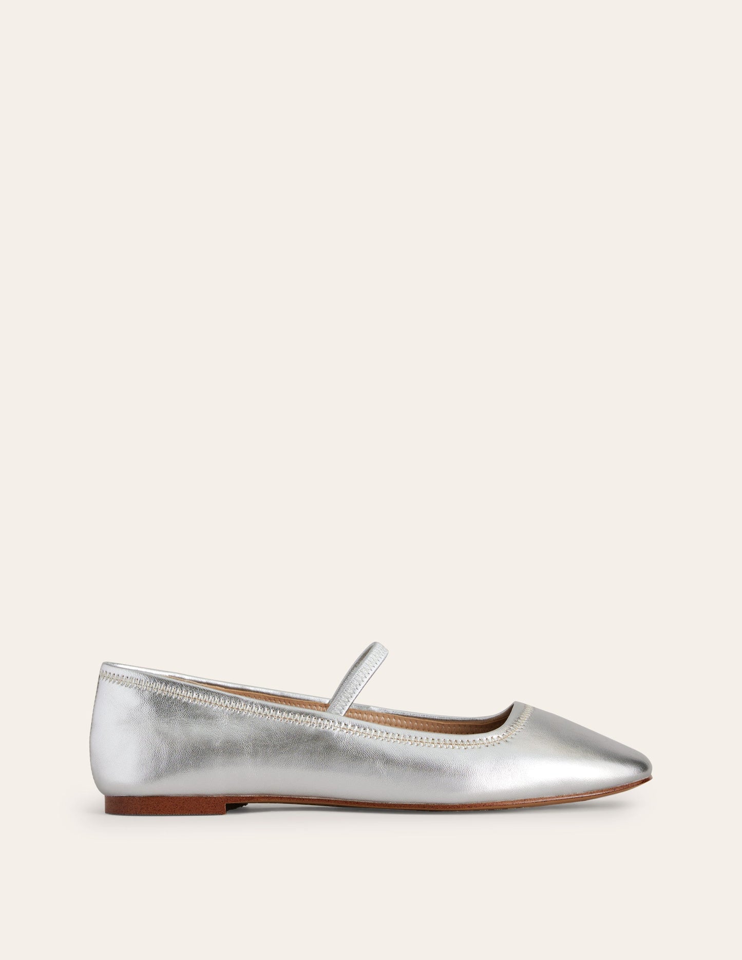 Mary-Jane-Ballerinas-Silber-Metallic