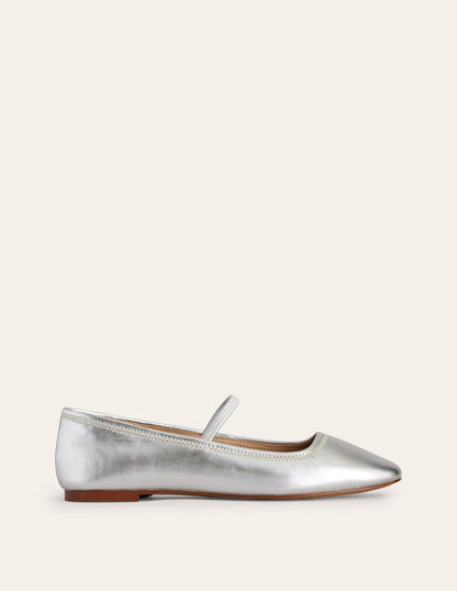 Mary-Jane-Ballerinas-Silber-Metallic