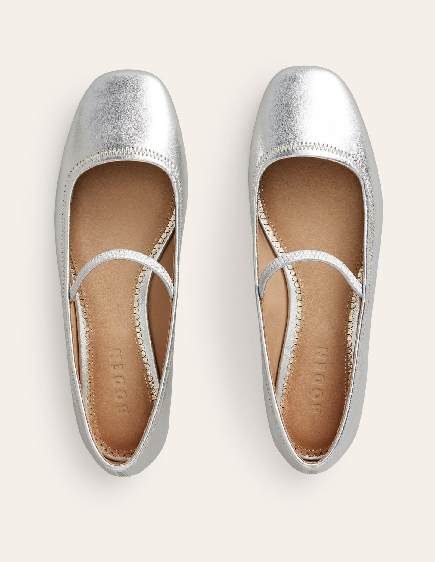 Mary-Jane-Ballerinas-Silber-Metallic