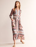Robe-chemise longue Claudia-Rose craie, courses