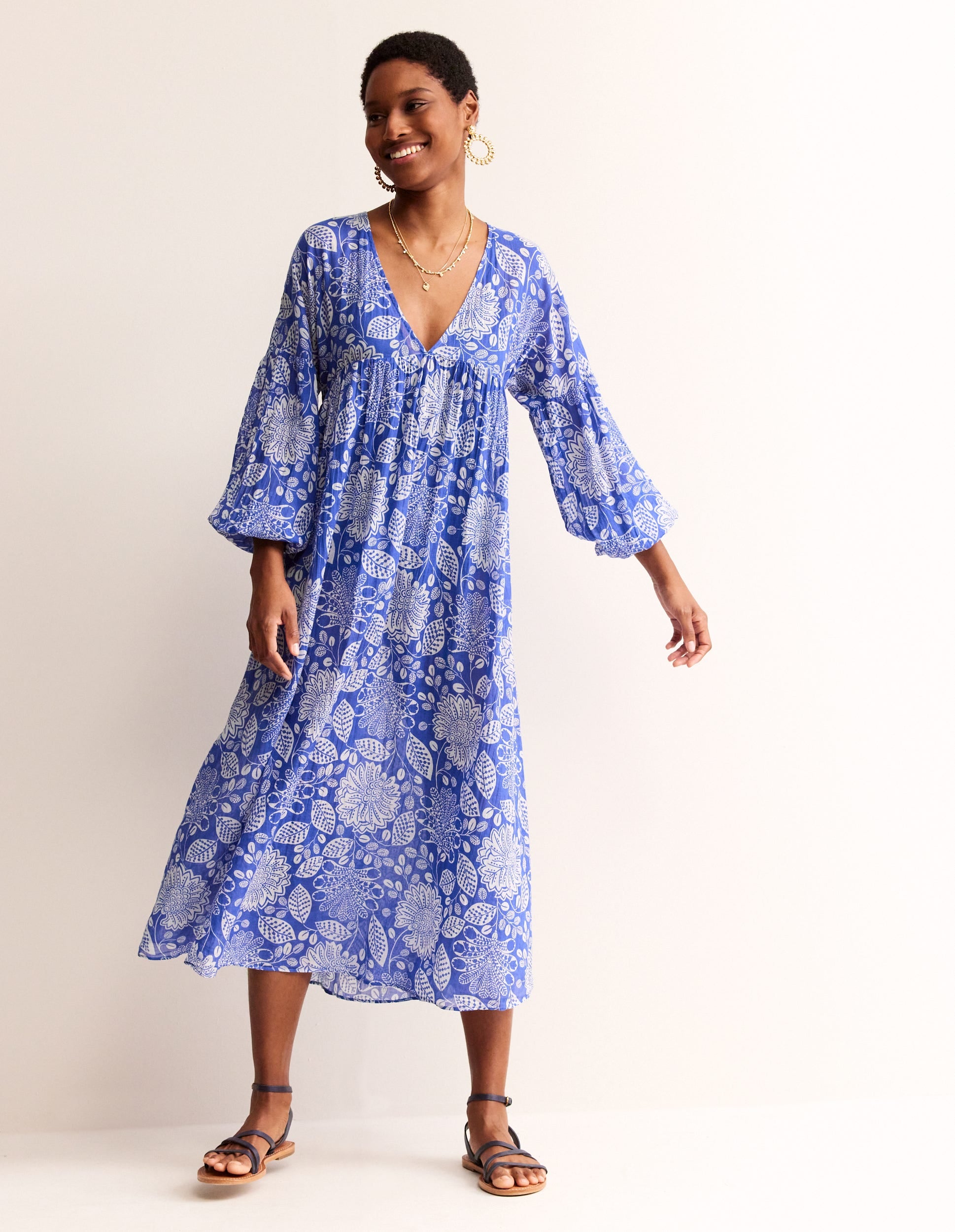 Sarah Maxi-Kaftankleid-Surf The Web, Gardenia Swirl - Image 2