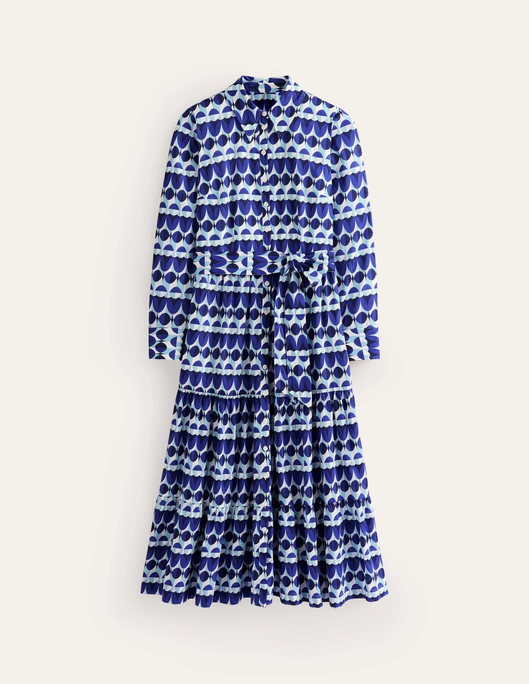 Flo Midi-Hemdblusenkleid aus Baumwolle-Blau, Abstrakte Illusion - Image 8