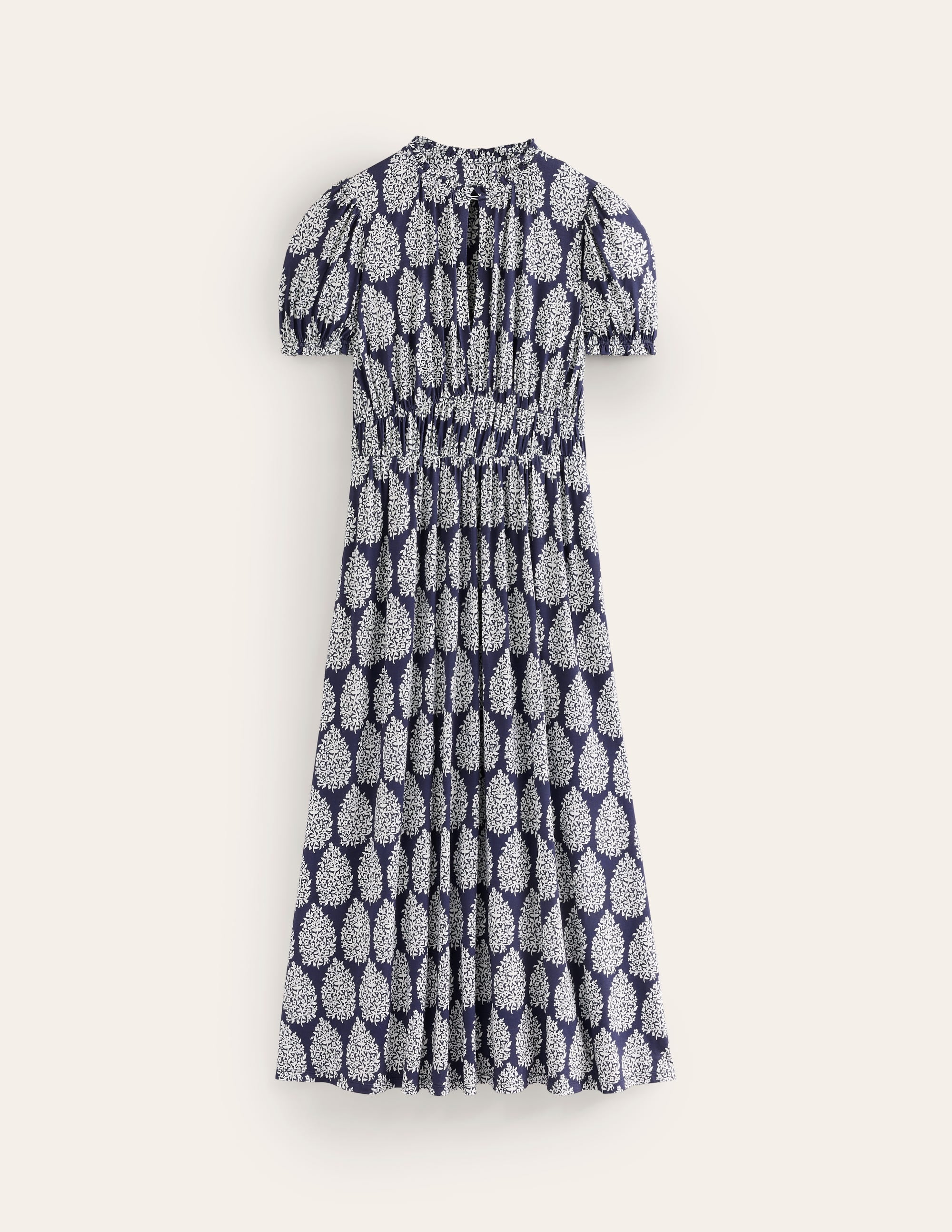 Rosanna Midi-Teekleid aus Jersey-Französisch-Marineblau, Blümchen-Paisley - Image 5