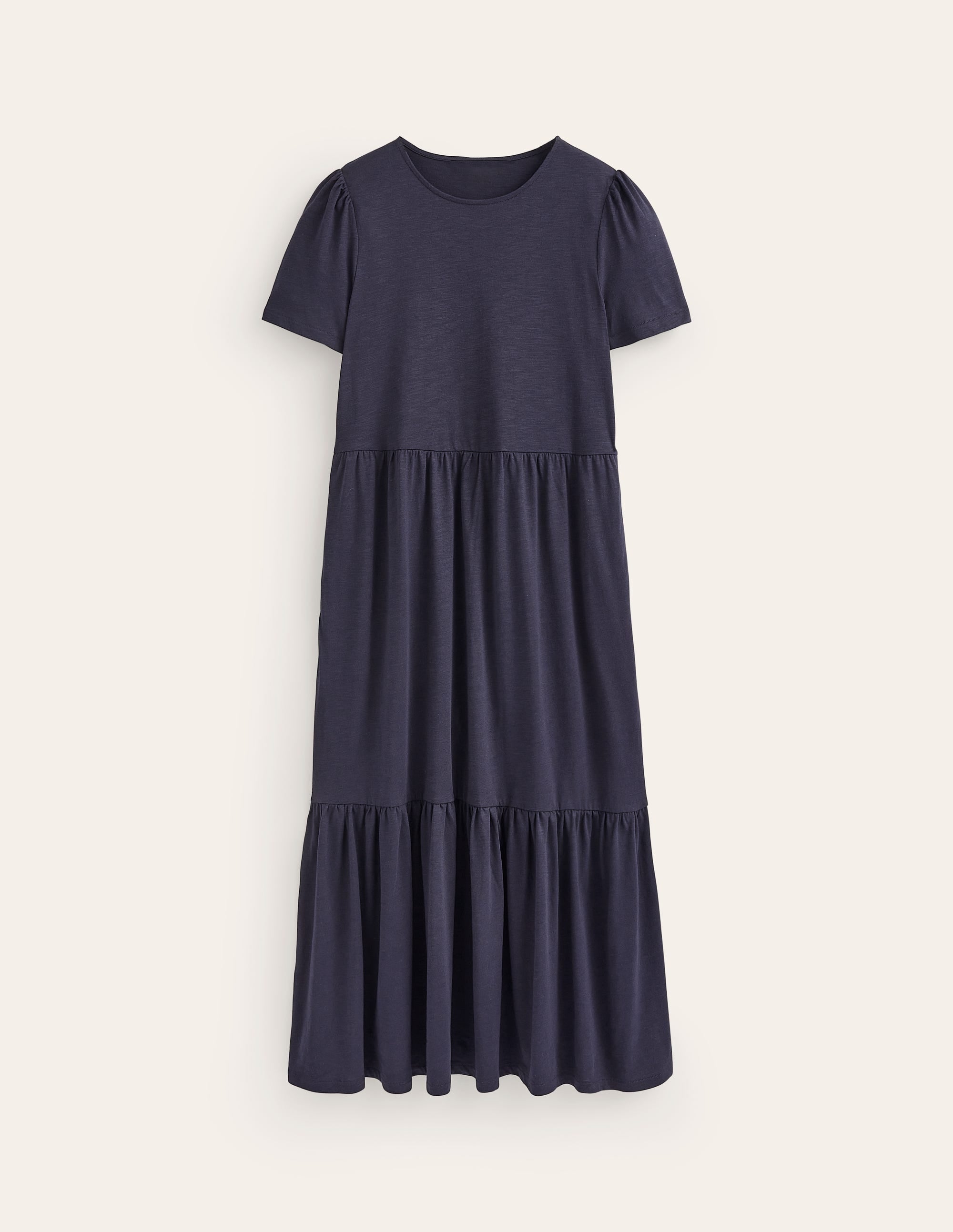 Emma Gestuftes Jersey-Midikleid-Marineblau - Image 5