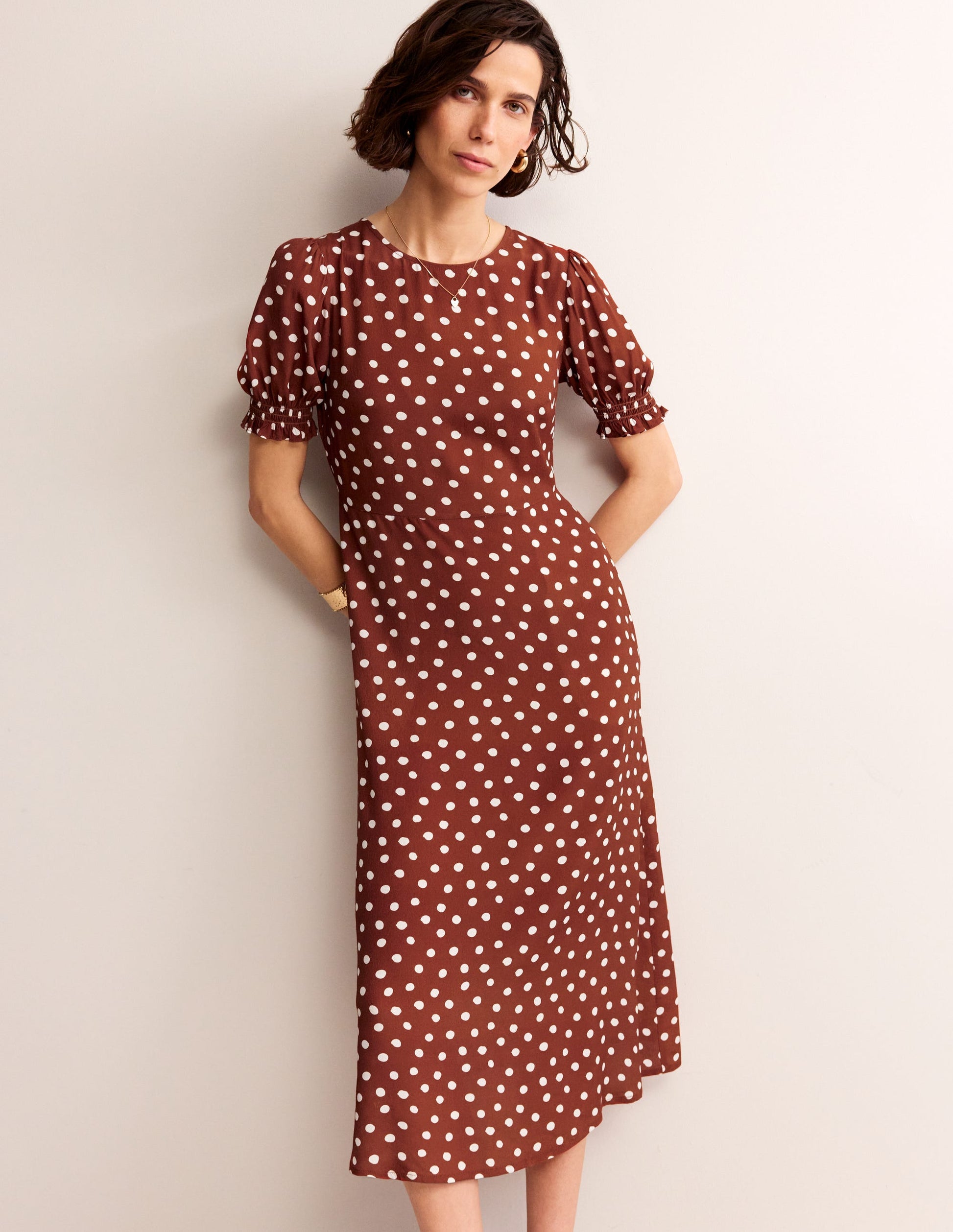 Corinne Midi-Teekleid-Henna, Abstrakte Punkte-4