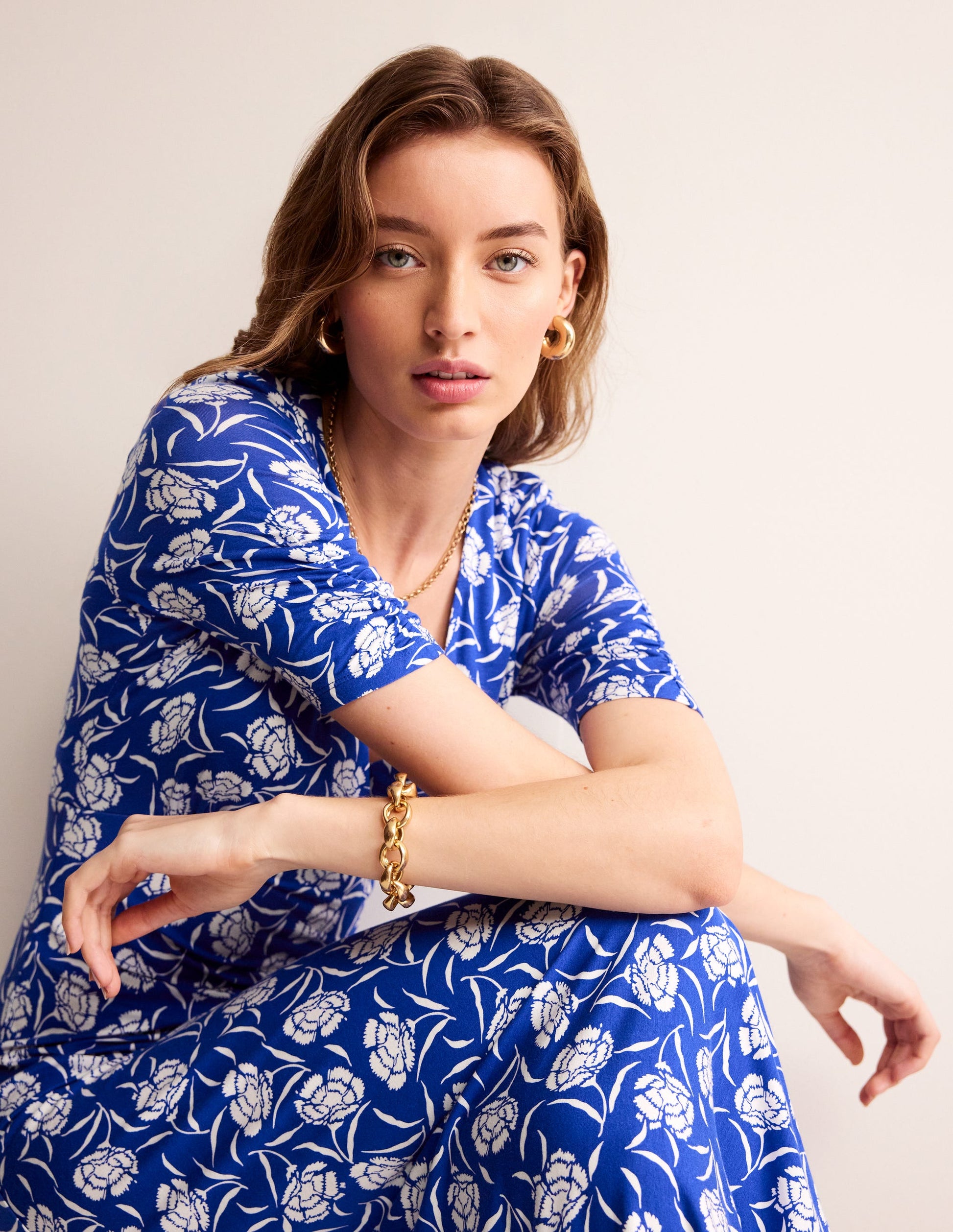 Rebecca Midi-Teekleid aus Jersey-Surf The Web, Pfingstrose-1