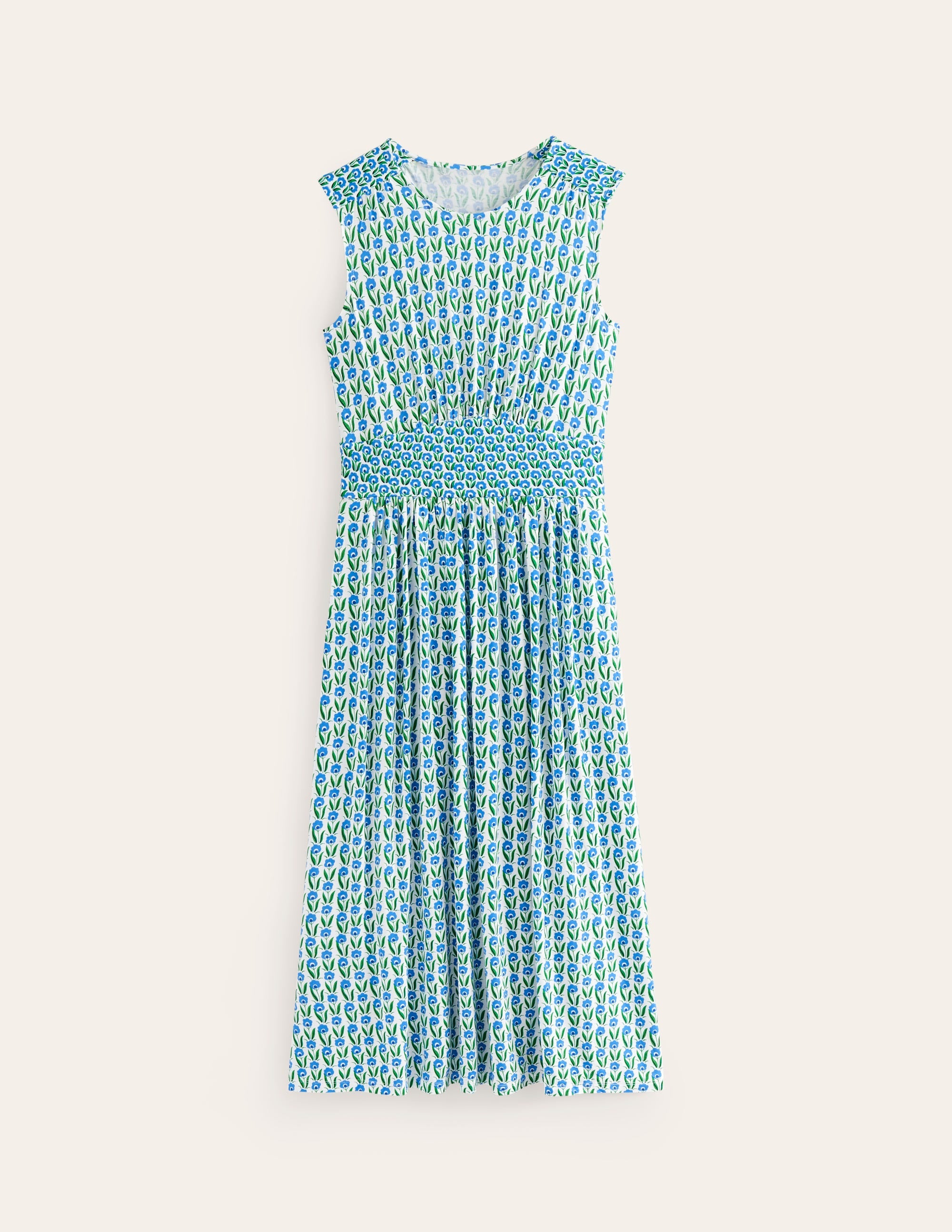Thea Ärmelloses Midikleid-Grünes Tamburin Gänseblümchen - Image 6