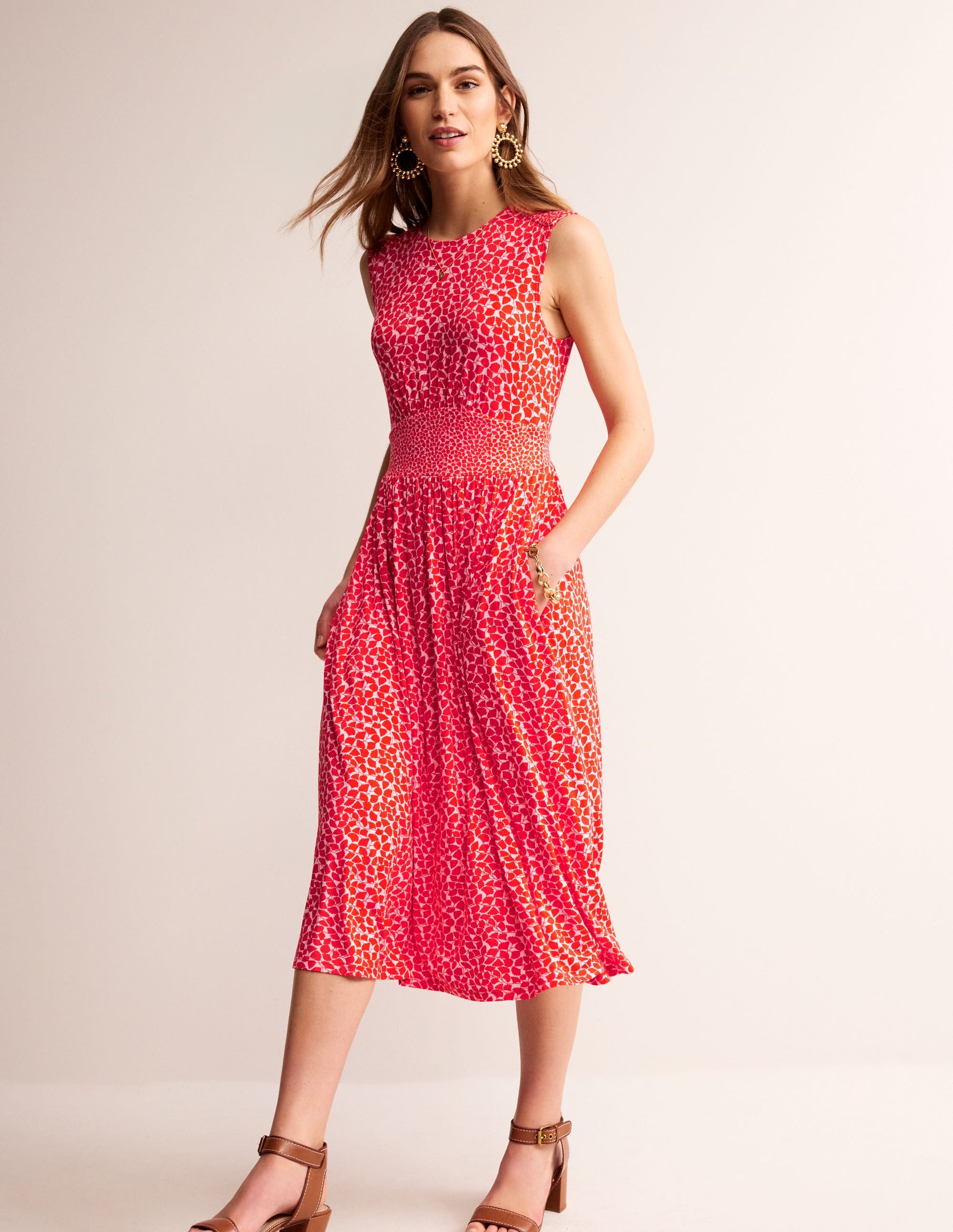 Thea Ärmelloses Midikleid-Mohnblumenrot, Botanisch-2