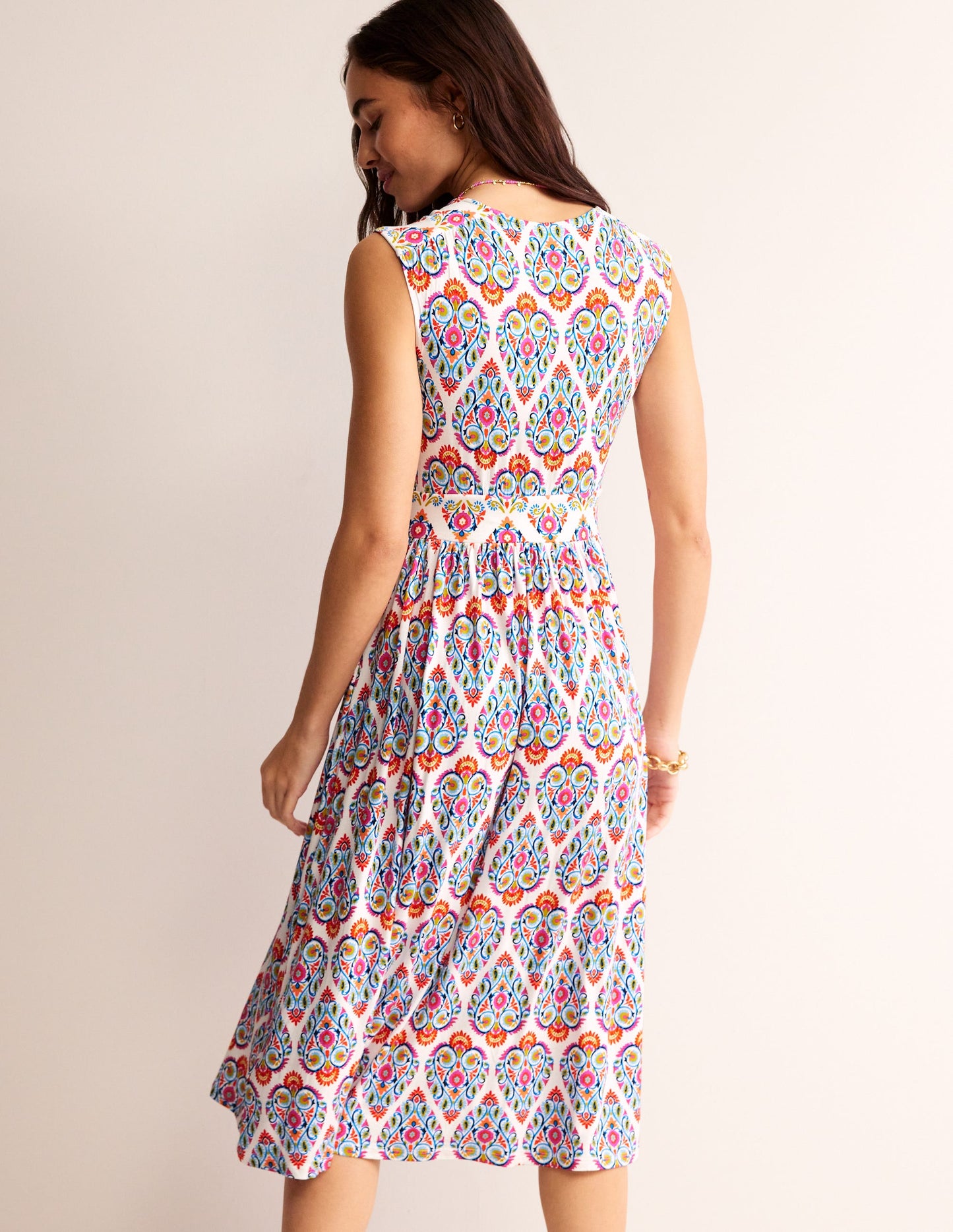 Thea Sleeveless Midi Dress-Multi, Flora Stamp