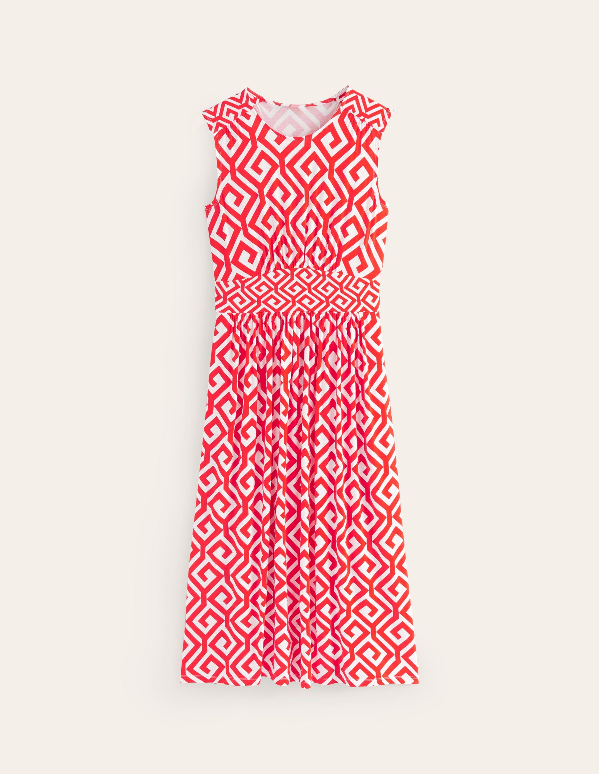 Robe midi Thea sans manches-Flamme écarlate, labyrinthe-5