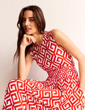 Robe midi Thea sans manches-Flamme écarlate, labyrinthe