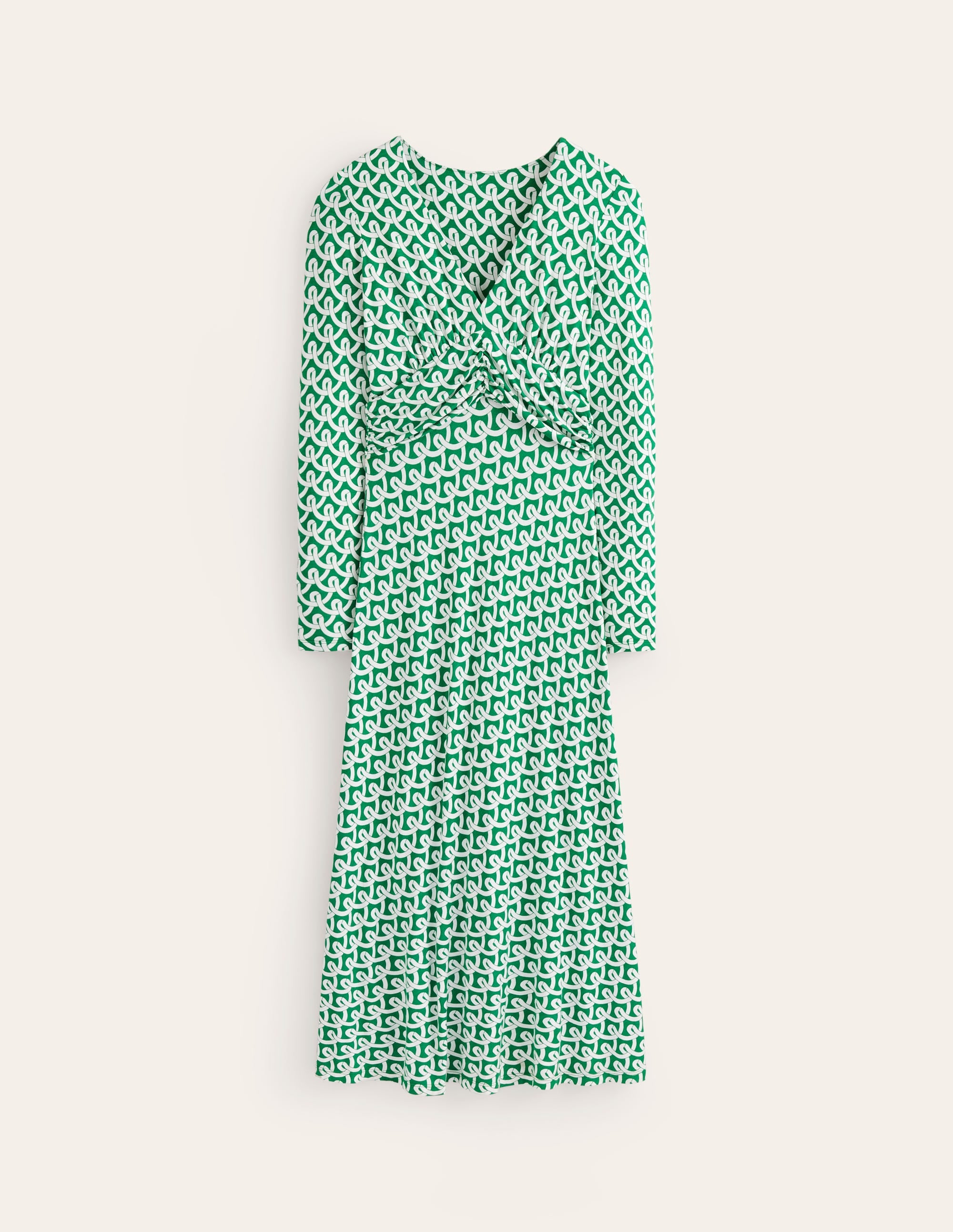 Robe midi Elodie à taille empire-Vert tambourin, motif Geo Terrace - Image 6