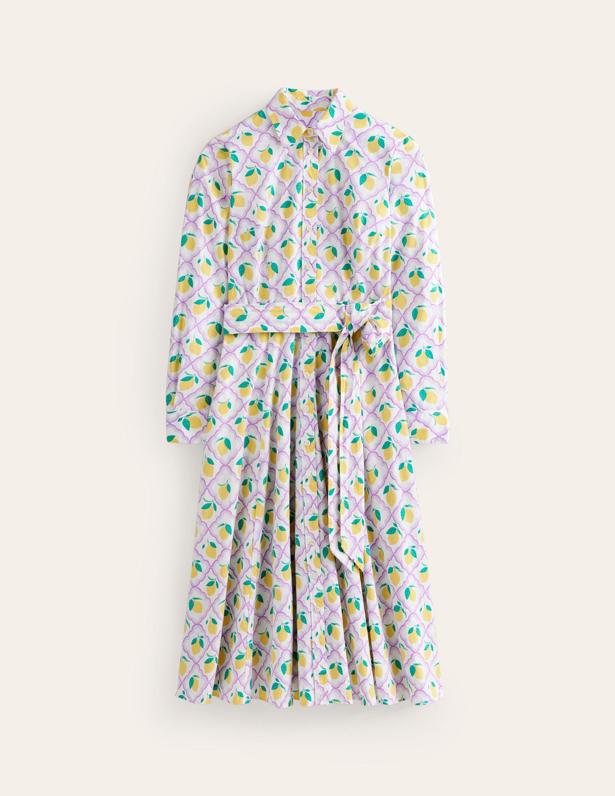 Amy Midi-Hemdblusenkleid aus Baumwolle-Lavendel, Zitronenhain - Image 6
