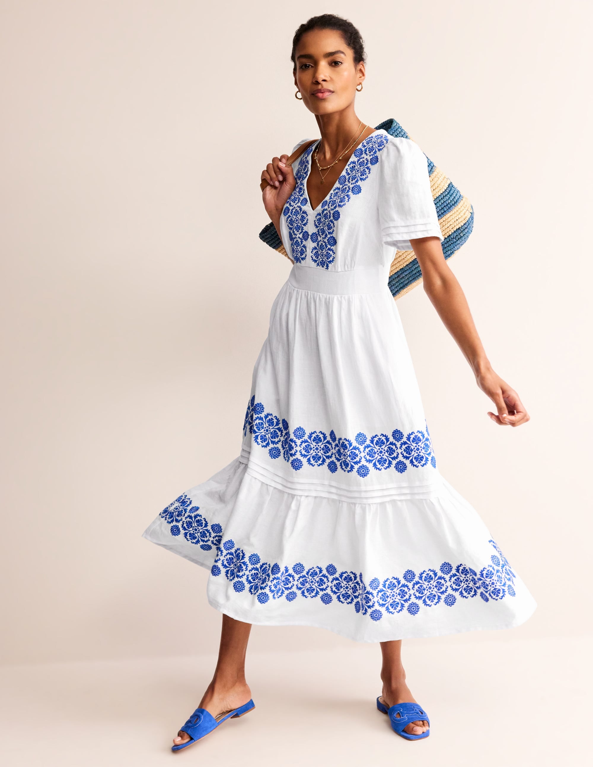 Eve Midikleid aus Leinen-Weiß - Image 6