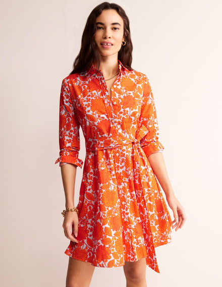 Amy Kurzes Hemdblusenkleid aus Baumwolle-Feuerwerk, Gardenia Swirl