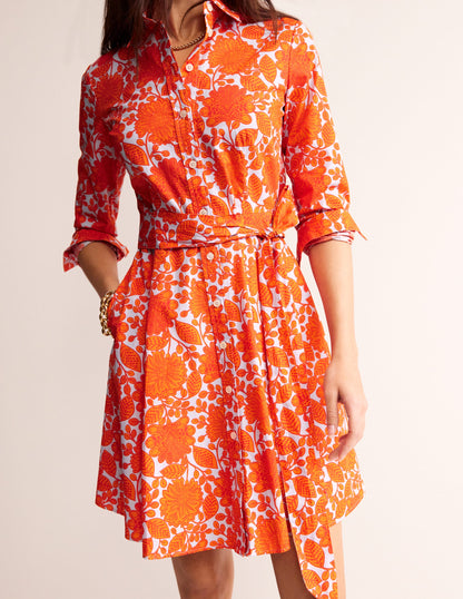 Amy Kurzes Hemdblusenkleid aus Baumwolle-Feuerwerk, Gardenia Swirl-2