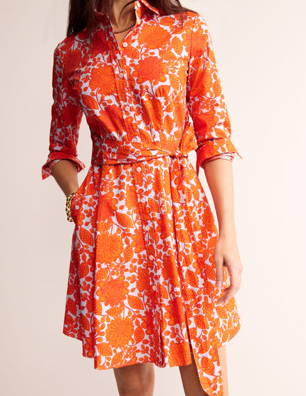 Amy Kurzes Hemdblusenkleid aus Baumwolle-Feuerwerk, Gardenia Swirl