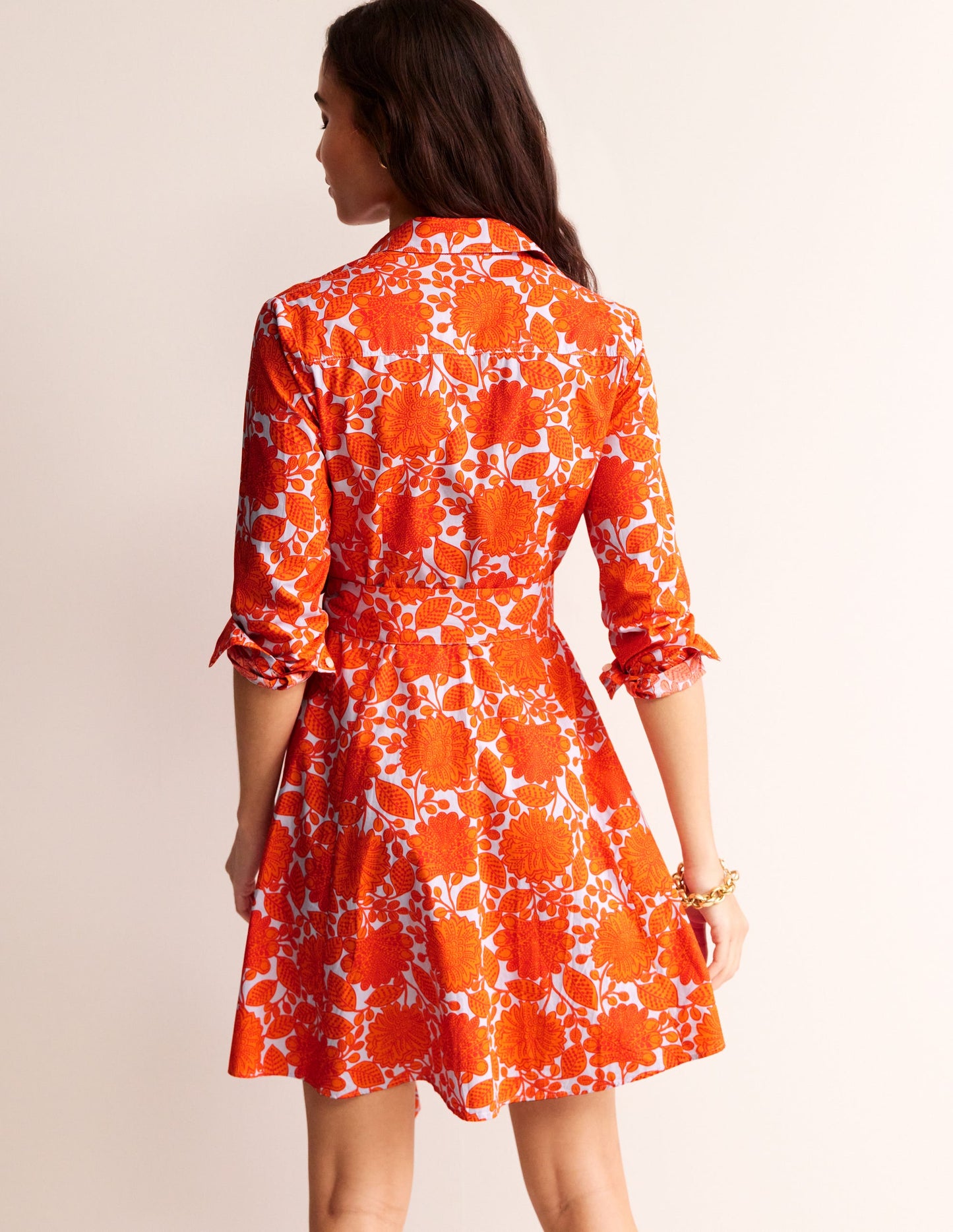 Amy Kurzes Hemdblusenkleid aus Baumwolle-Feuerwerk, Gardenia Swirl