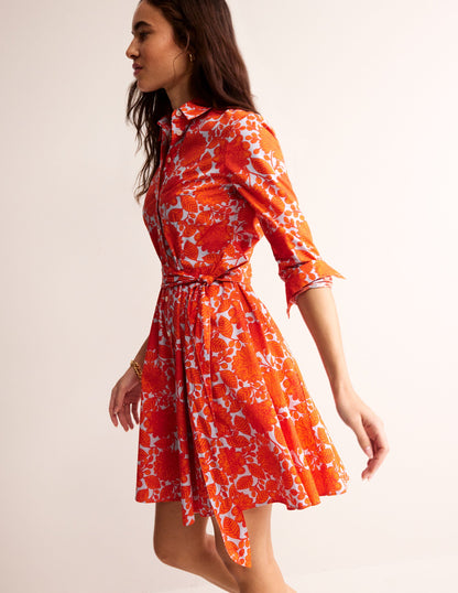 Amy Kurzes Hemdblusenkleid aus Baumwolle-Feuerwerk, Gardenia Swirl-4