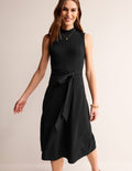 Nicola High Neck Ponte Dress-Black