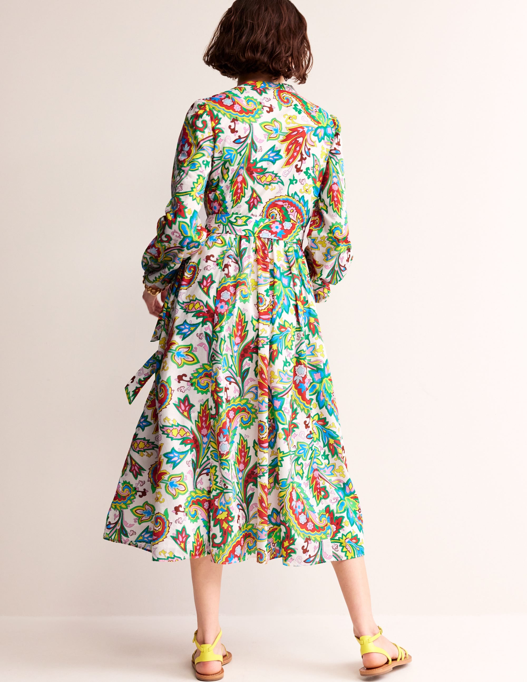 Jen Baumwoll-Midikleid-Naturweiß, Paisley Azurblau Medium - Image 3