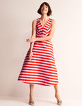 Panelled Bodice Midi Dress-Fiesta and Orchid Pink