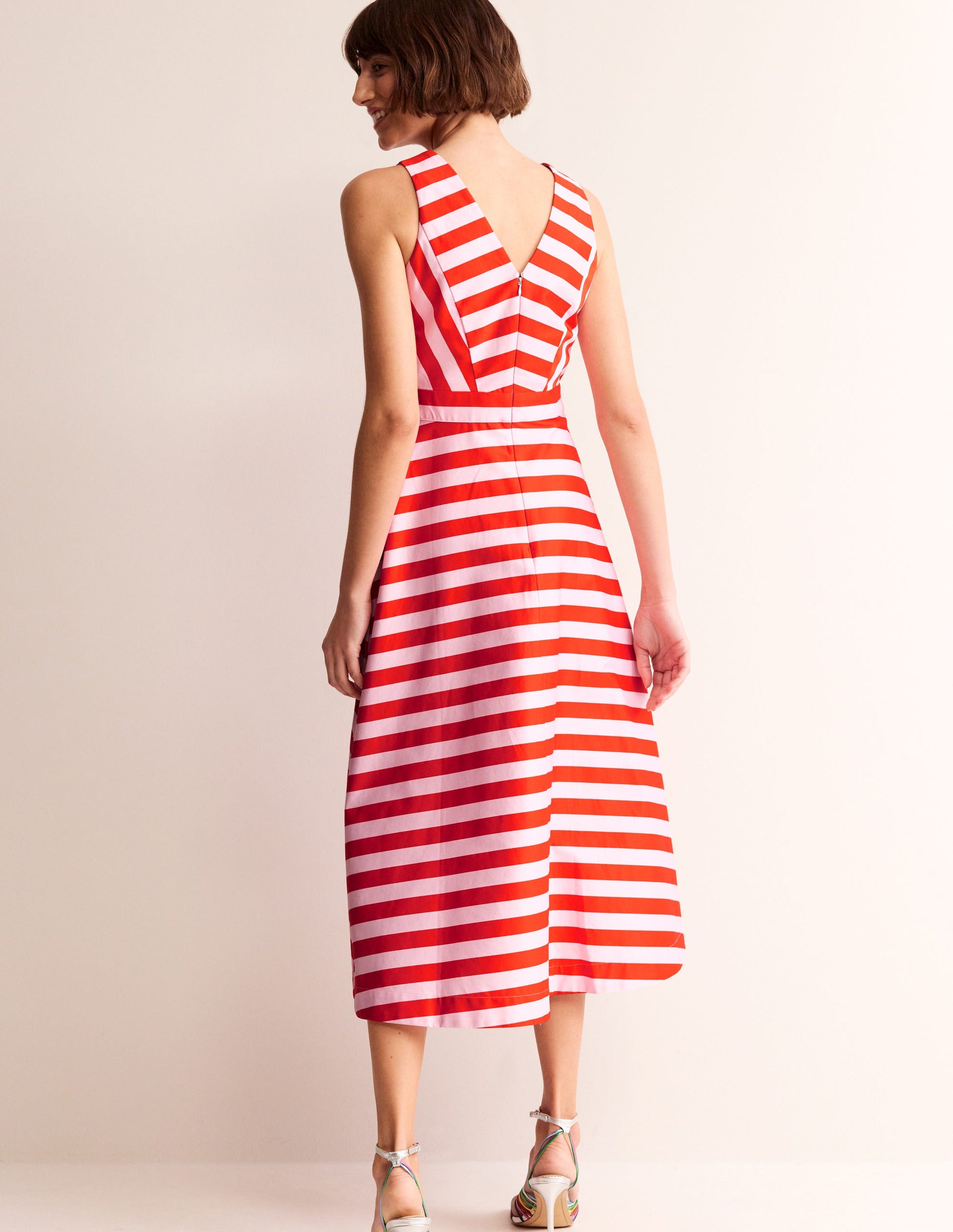 Panelled Bodice Midi Dress-Fiesta and Orchid Pink-3