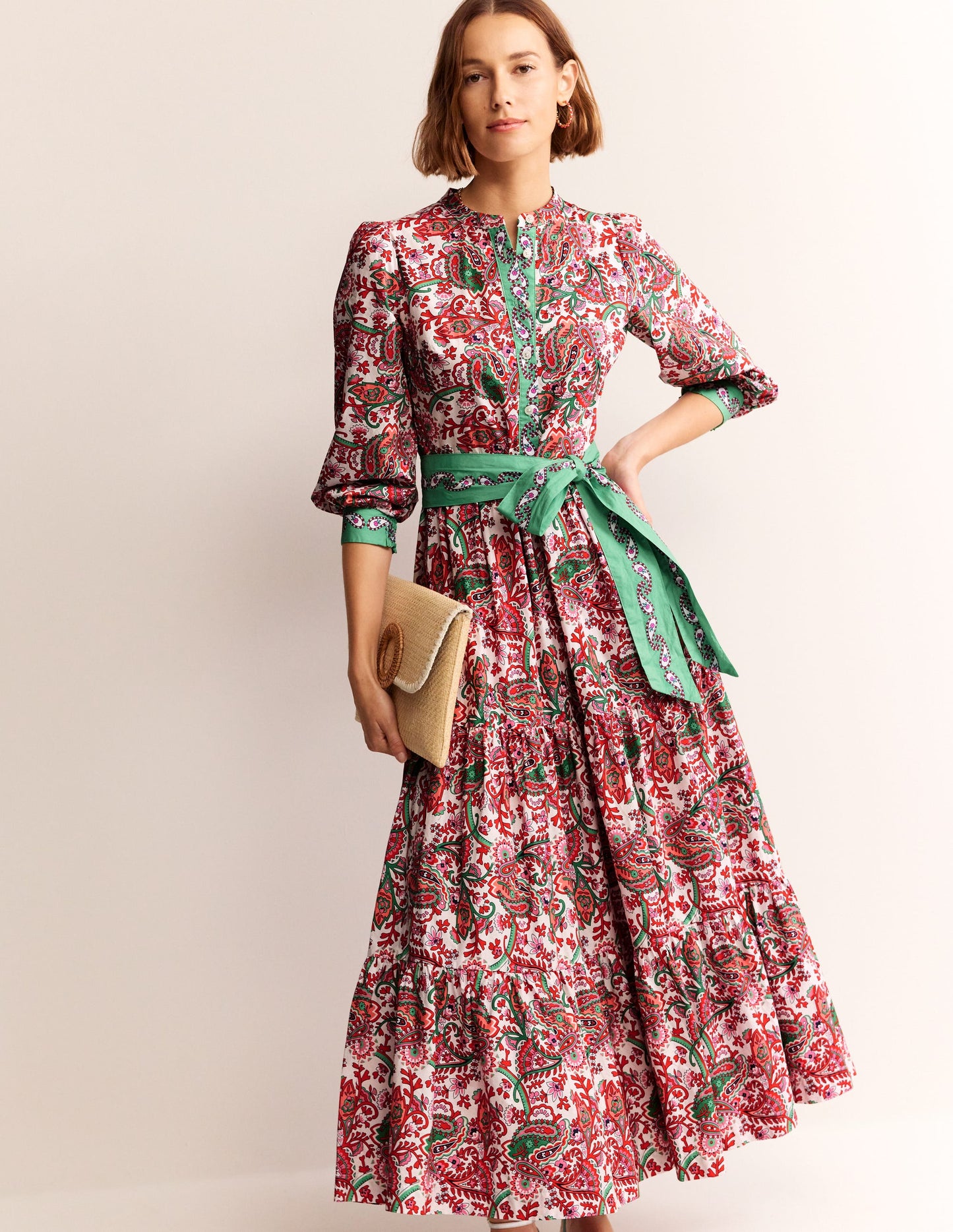 Robe longue Alba volantée en coton-Multi, motif Fantastical