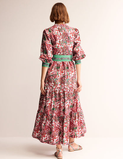 Robe longue Alba volantée en coton-Multi, motif Fantastical-4
